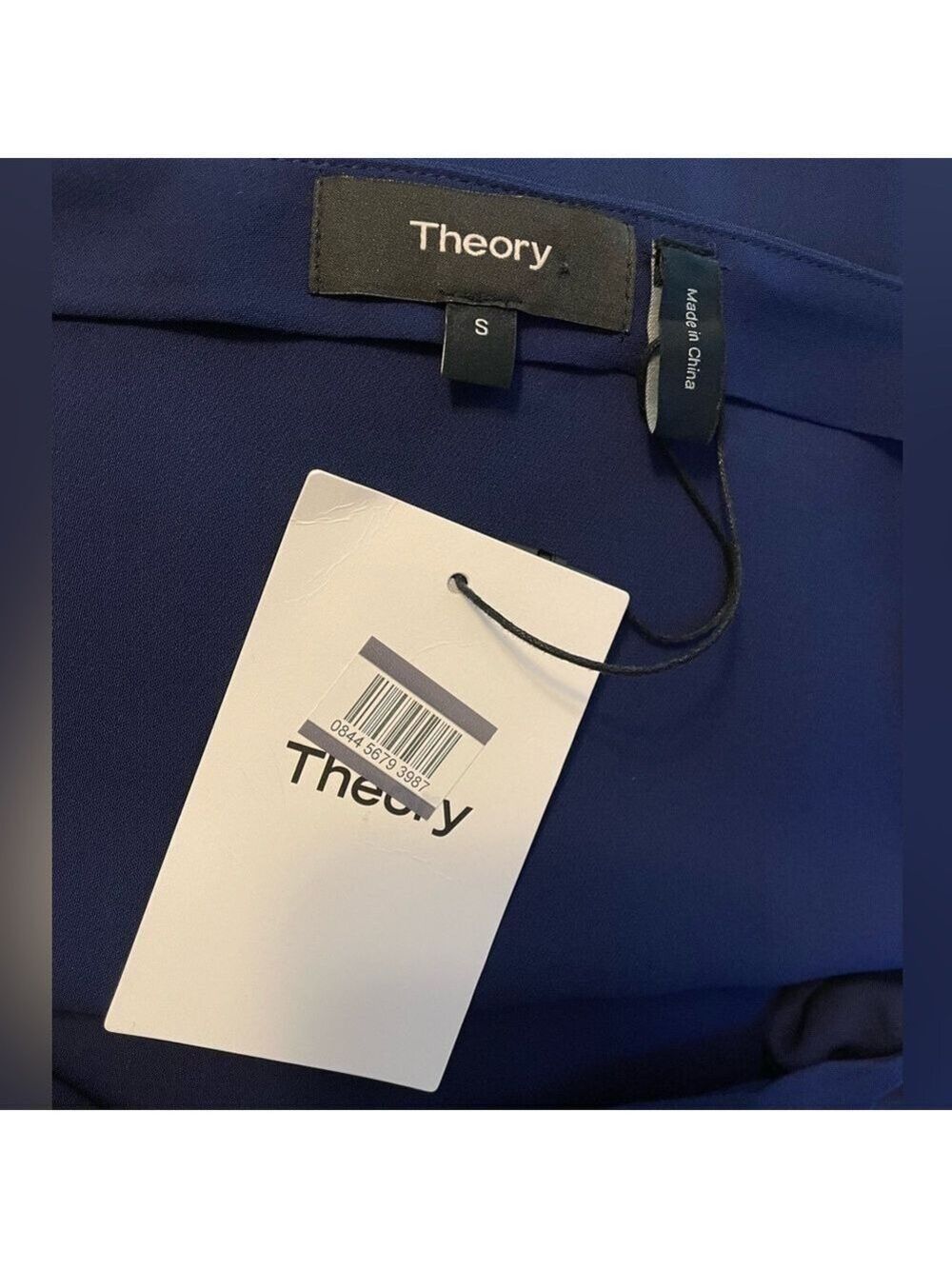 Theory Off Shoulder 100% Silk Navy Jumpsuit Small - Picture 5 of 13